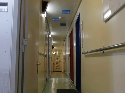 Corridor of ship Stock Footage