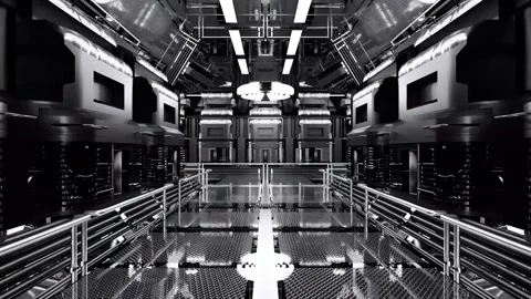 Corridor in space station or in laboratory decorated with grey color. Stock Footage 172273790