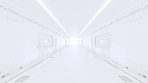 Corridor in space station or in laboratory and bright light from the destination Stock Footage 265123978