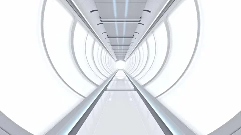 Corridor in space station or in laboratory decorated with grey color. Stock Footage 269458404