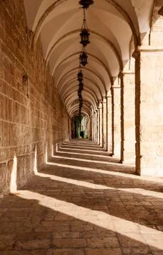 Corridor on temple mount Stock Photos