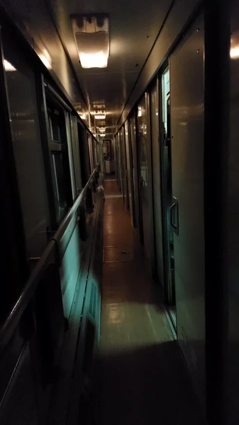 Corridor of a train car in motion in the evening Stock Footage 270120710