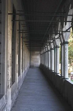 Corridor view of Blue Mosque Stock Photos