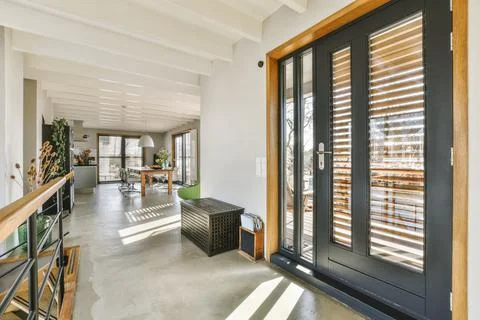 Corridor with window to dining room Stock Photos