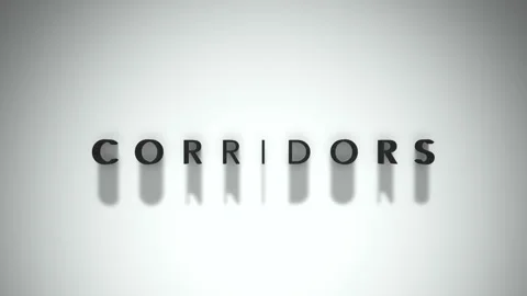 Corridors 3D title animation matte black text on a white background Stock Footage 300716323