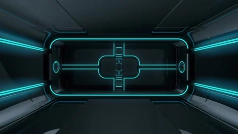 Corridors in animated VJ loop in neon blue and dark blue Stock Footage 234299106
