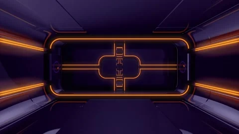 Corridors in animated VJ loop in orange and dark blue Stock Footage 234299731