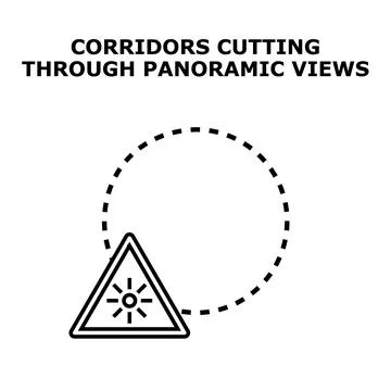 Corridors cutting through panoramic mountain views concept Stock Illustration
