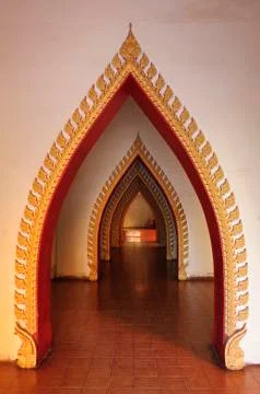 Corridors in the thai temple Stock Photos