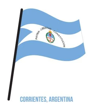 Corrientes Flag Waving Vector Illustration on White Background. Stock Illustration