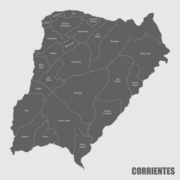 Corrientes province administrative map Stock Illustration