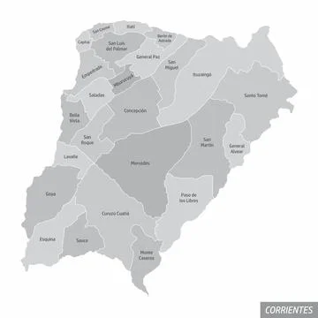 Corrientes province grayscale map Stock Illustration