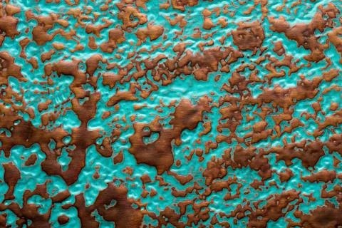 Corroded copper surface with verdigris Stock Photos