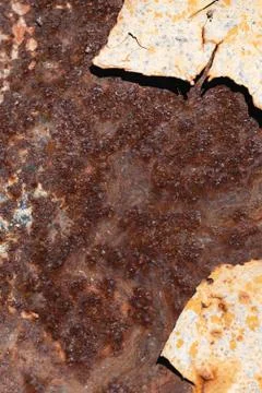 Corroded rusty white metal surface background. Rust stains Stock Photos