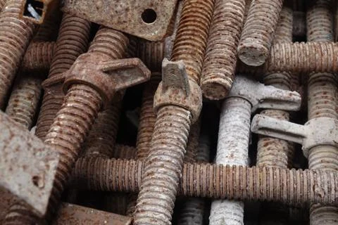 Corroded Threaded Steel Bar Texture 스톡 사진