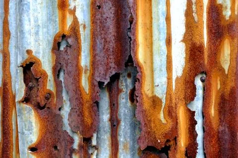 Corroded Zinc Wall Background. Stock Photos