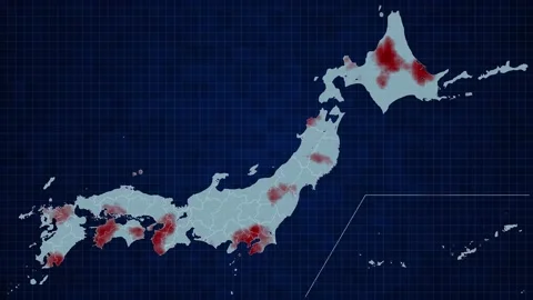 Corroding Japan map concept. Infection spread. International dispute. Environmen Vidéo 150435248
