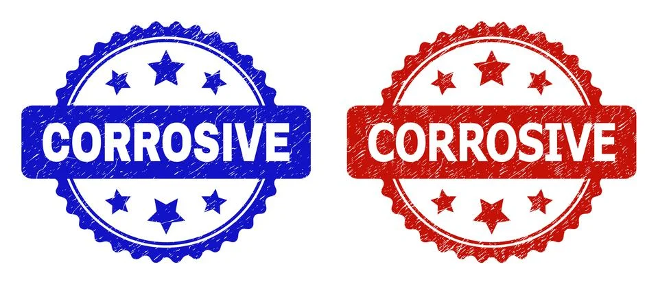 CORROSIVE Rosette Seals with Grunge Surface Stock Illustration