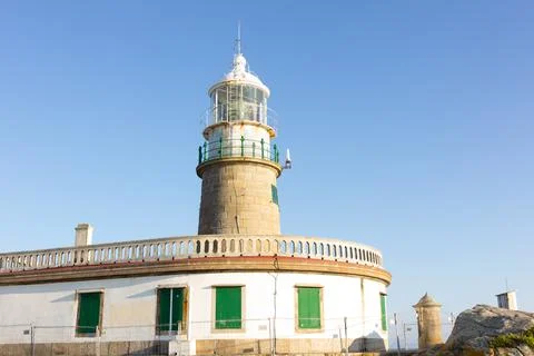 Corrubedo lighthouse in the Atlantic Ocean, Galicia, spain Stock Photos