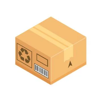 Corrugated box. Isometric vector icon isolated on white background. Stock Illustration