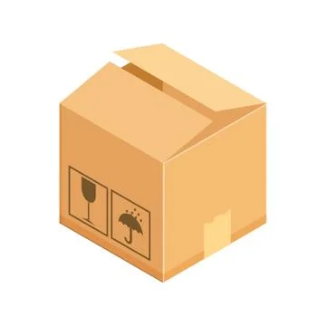 Corrugated box. Isometric vector illustration isolated on white background. Stock Illustration