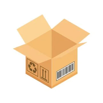 Corrugated box. Isometric vector illustration isolated on white background. Stock Illustration