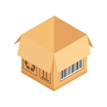 Corrugated box. Isometric vector illustration isolated on white background. Stock Illustration