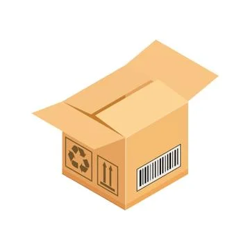 Corrugated box. Isometric vector illustration isolated on white background. Stock Illustration