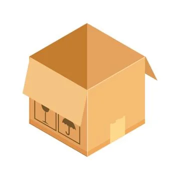 Corrugated box. Isometric vector illustration isolated on white background. Stock Illustration