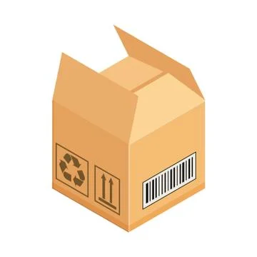 Corrugated box. Isometric vector illustration isolated on white background. Stock Illustration