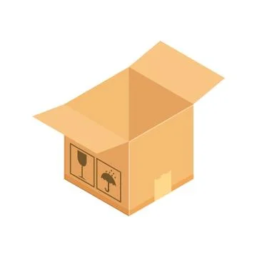 Corrugated box. Isometric vector illustration isolated on white background. Stock Illustration