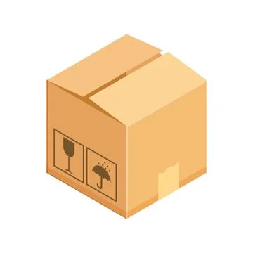 Corrugated box. Isometric vector illustration isolated on white background. Stock Illustration