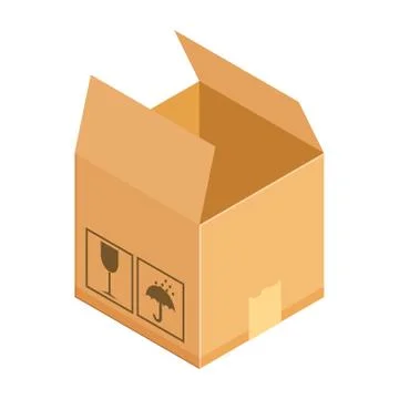 Corrugated box. Isometric vector illustration isolated on white background. Stock Illustration