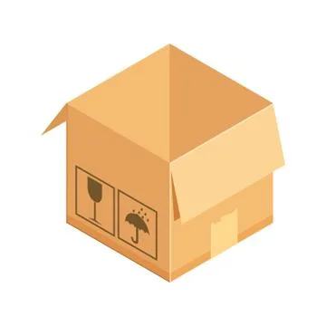 Corrugated box. Isometric vector illustration isolated on white background. Stock Illustration