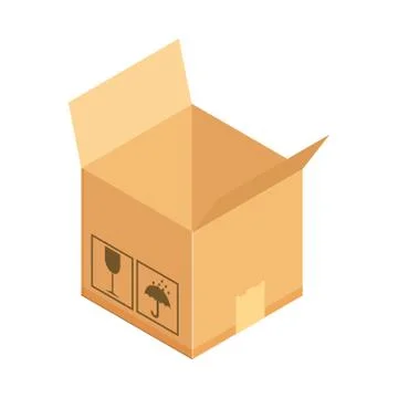 Corrugated box. Isometric vector illustration isolated on white background. Stock Illustration