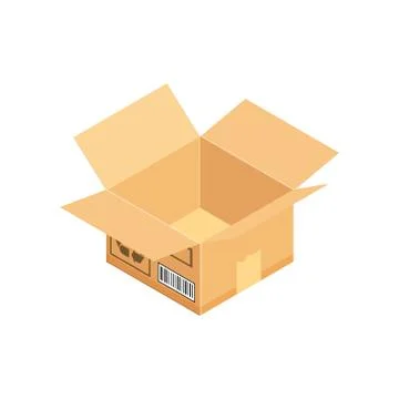 Corrugated box. Isometric vector illustration isolated on white background. Stock Illustration