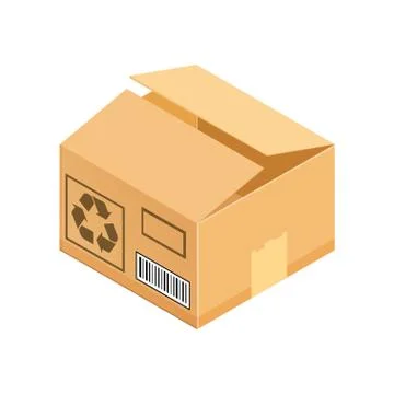 Corrugated box. Isometric vector illustration isolated on white background. Stock Illustration
