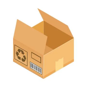 Corrugated box. Isometric vector illustration isolated on white background. Stock Illustration