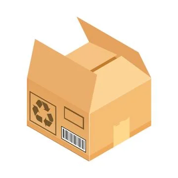Corrugated box. Isometric vector illustration isolated on white background. Stock Illustration