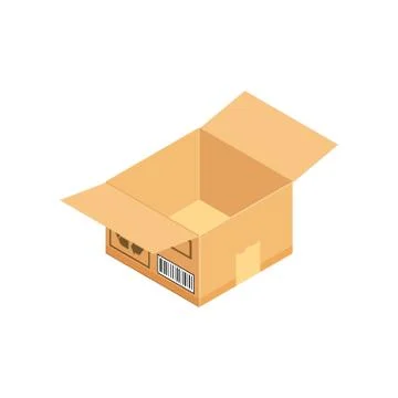 Corrugated box. Isometric vector illustration isolated on white background. Stock Illustration