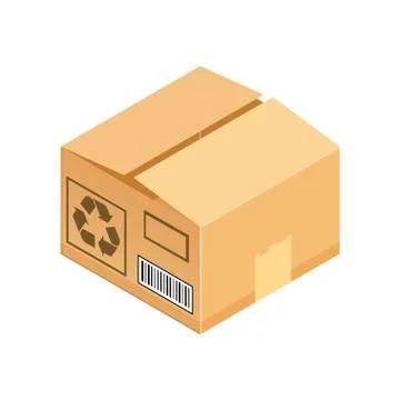 Corrugated box. Isometric vector illustration isolated on white background. Stock Illustration