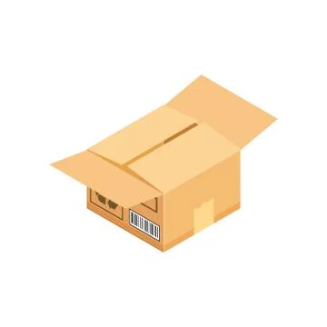 Corrugated box. Isometric vector illustration isolated on white background. Stock Illustration