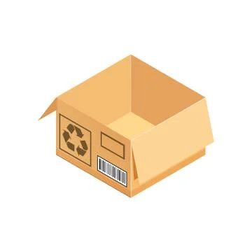 Corrugated box. Isometric vector illustration isolated on white background. Stock Illustration