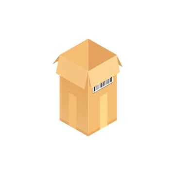 Corrugated box. Isometric vector illustration isolated on white background. Stock Illustration