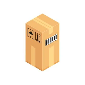Corrugated box. Isometric vector illustration isolated on white background. Stock Illustration