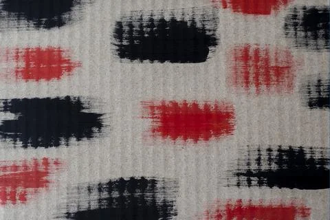 Corrugated cardboard with a pattern. Black and red brush strokes. Beautiful Stock Illustration