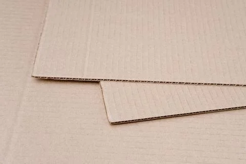 Corrugated cardboard is on the table. Stock Photos