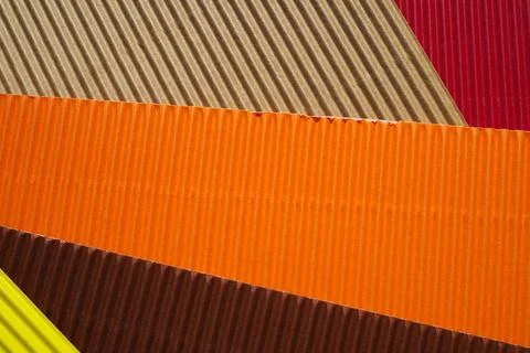 Corrugated colored cardboard Stock Photos