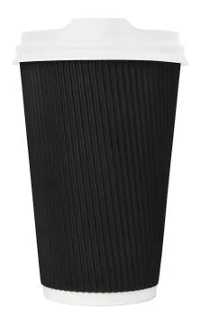 Corrugated disposable coffee cup with plastic cap 写真素材