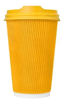 Corrugated disposable coffee cup with plastic cap Stock Photos